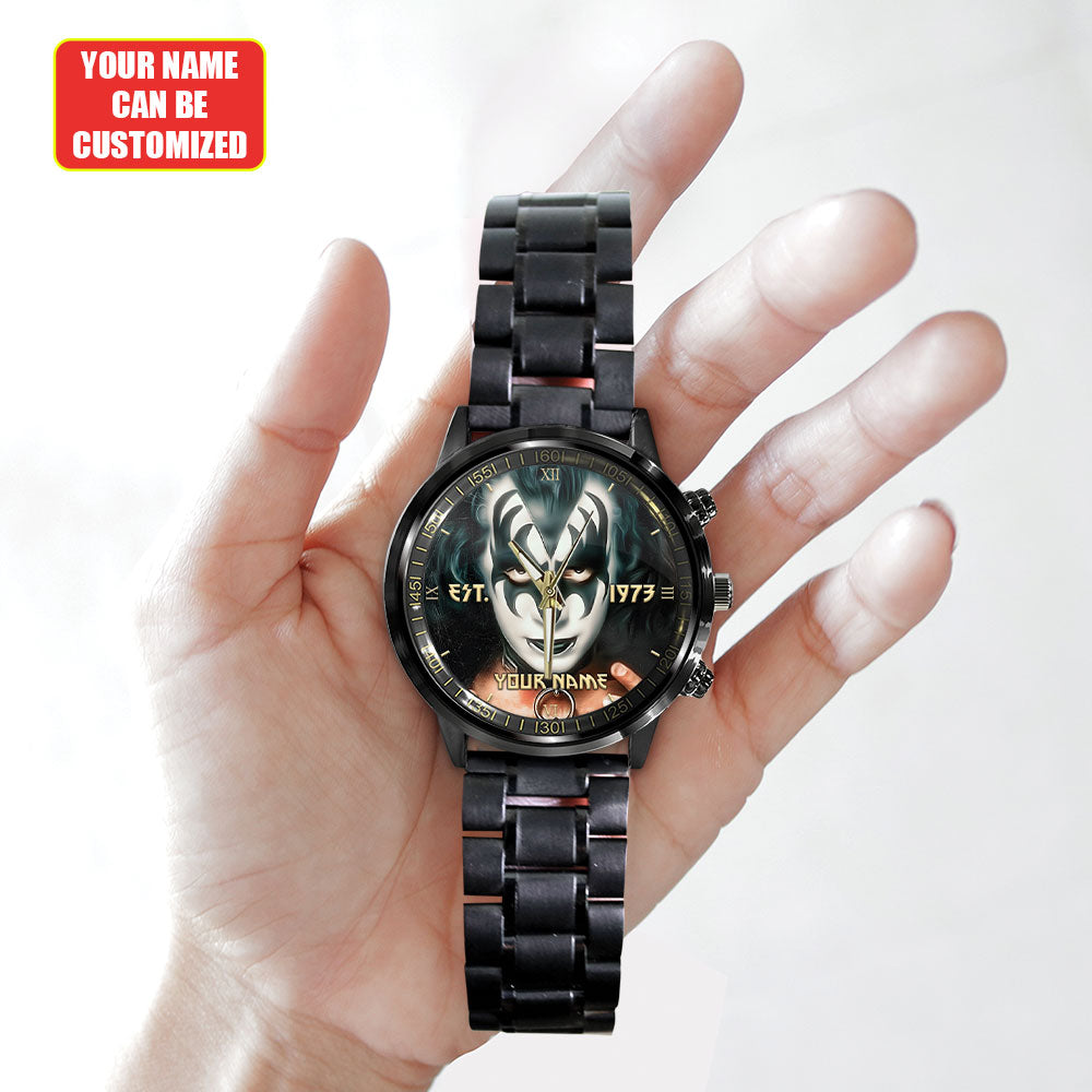 Personalized KISS Black Stainless Steel Watch - HUANNM 4878