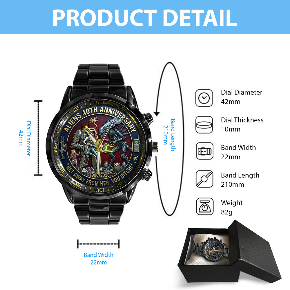 Aliens 40th Anniversary Black Stainless Steel Watch - GNE5325