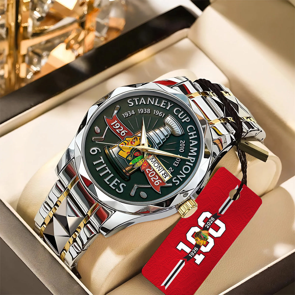 Chicago Blackhawks 100th Anniversary 2026 Alloy Luxury Quartz Watch - GNE4341