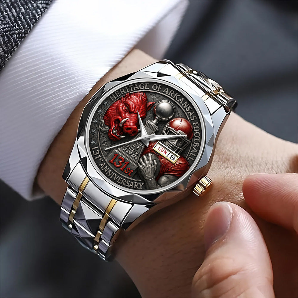 Arkansas Razorbacks Football 131st Anniversary Alloy Luxury Quartz Watch - TANTN18561