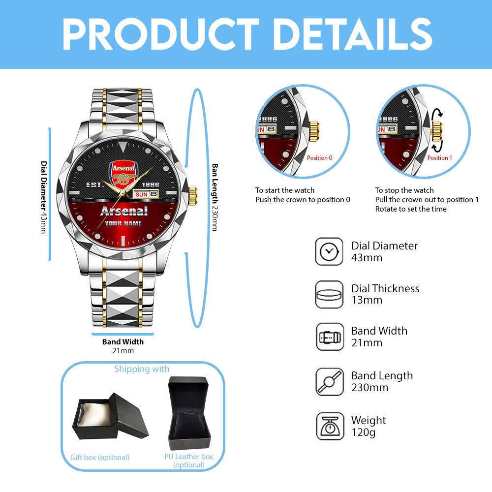Personalized Arsenal FC Alloy Luxury Quartz Watch - TANTN15461