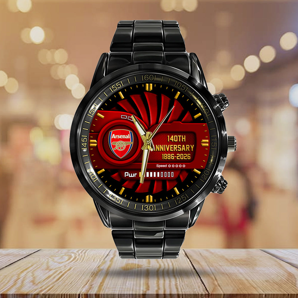 Arsenal FC 140th Anniversary Black Stainless Steel Watch - MAITM14457