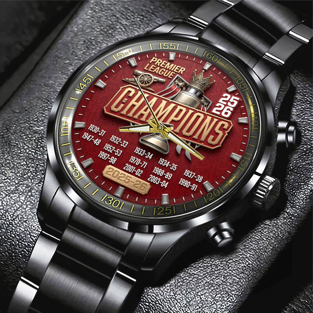 Arsenal FC Premier League Champions 25/26 Black Stainless Steel Watch - TMTHU6340