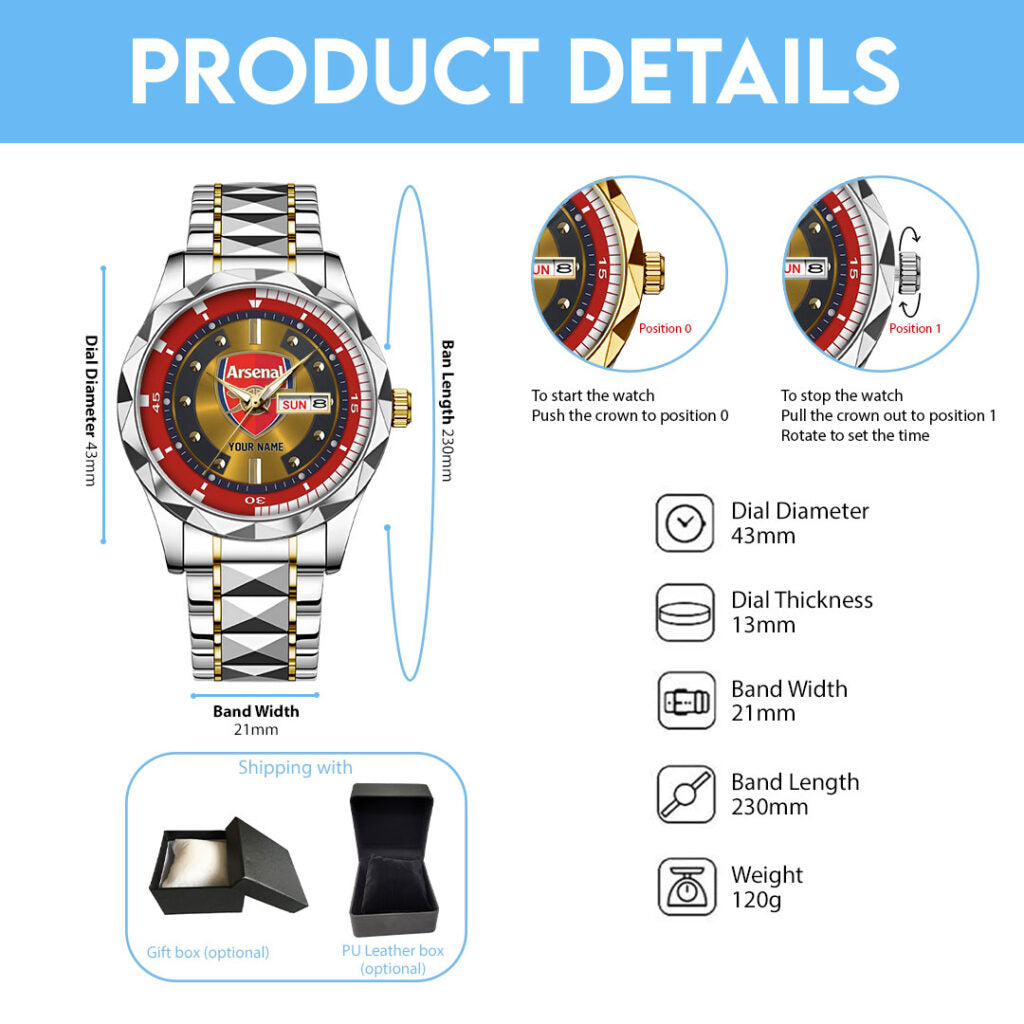 Personalized Arsenal FC Alloy Luxury Quartz Watch - TANTN23598