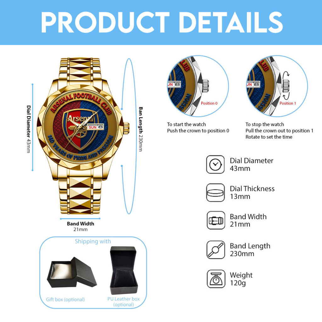 Arsenal FC 140th Anniversary Alloy Luxury Quartz Watch - TMTHU1905