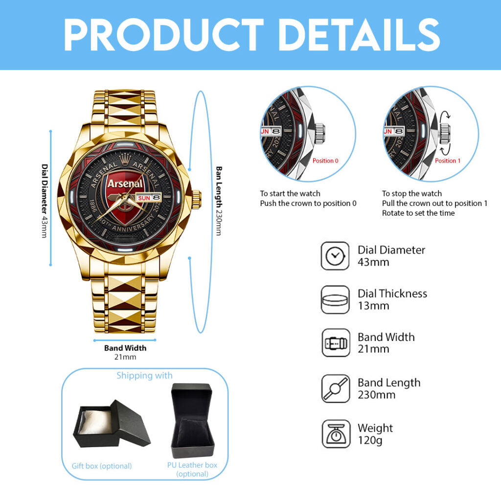 Arsenal FC x Rolex 140th Anniversary Alloy Luxury Quartz Watch - TMTHU5950