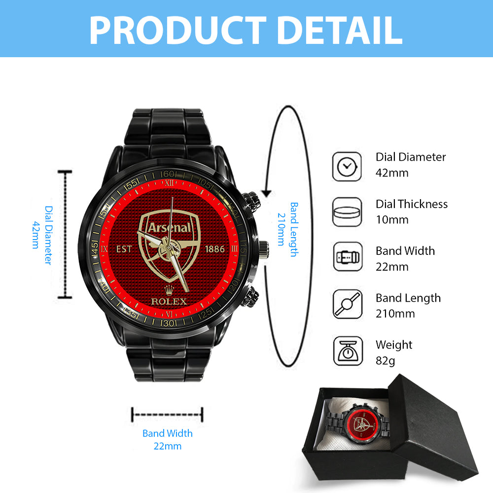 Arsenal FC x Rolex Black Stainless Steel Watch - MAITM6417