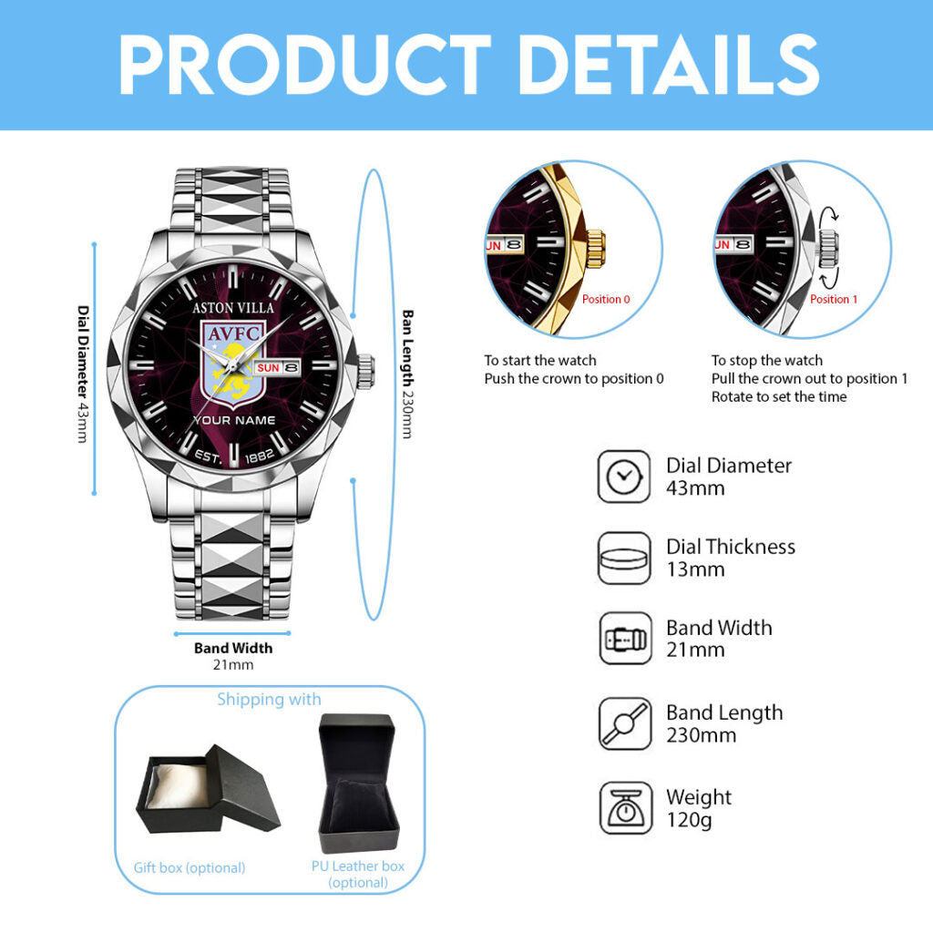 Personalized Aston Villa Alloy Luxury Quartz Watch - TANTN23559