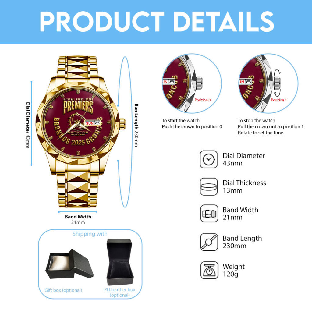 Brisbane Broncos Alloy Luxury Quartz Watch - TMTHU1756