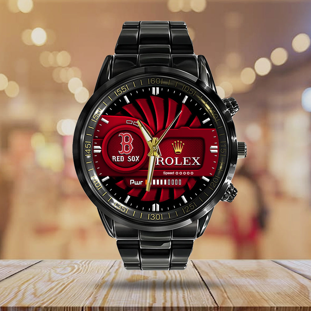 Boston Red Sox Black Stainless Steel Watch - MAITM13426