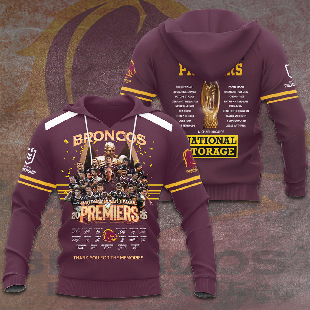 Brisbane Broncos 2025 NRL Premiers 3D Apparel – HOATT14373