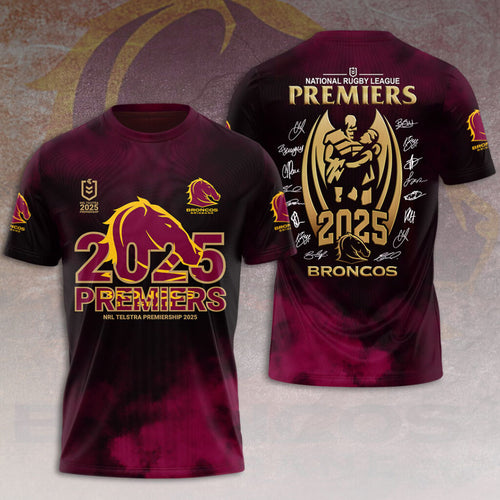Brisbane Broncos 2025 NRL Premiers 3D Apparel – HOATT13593