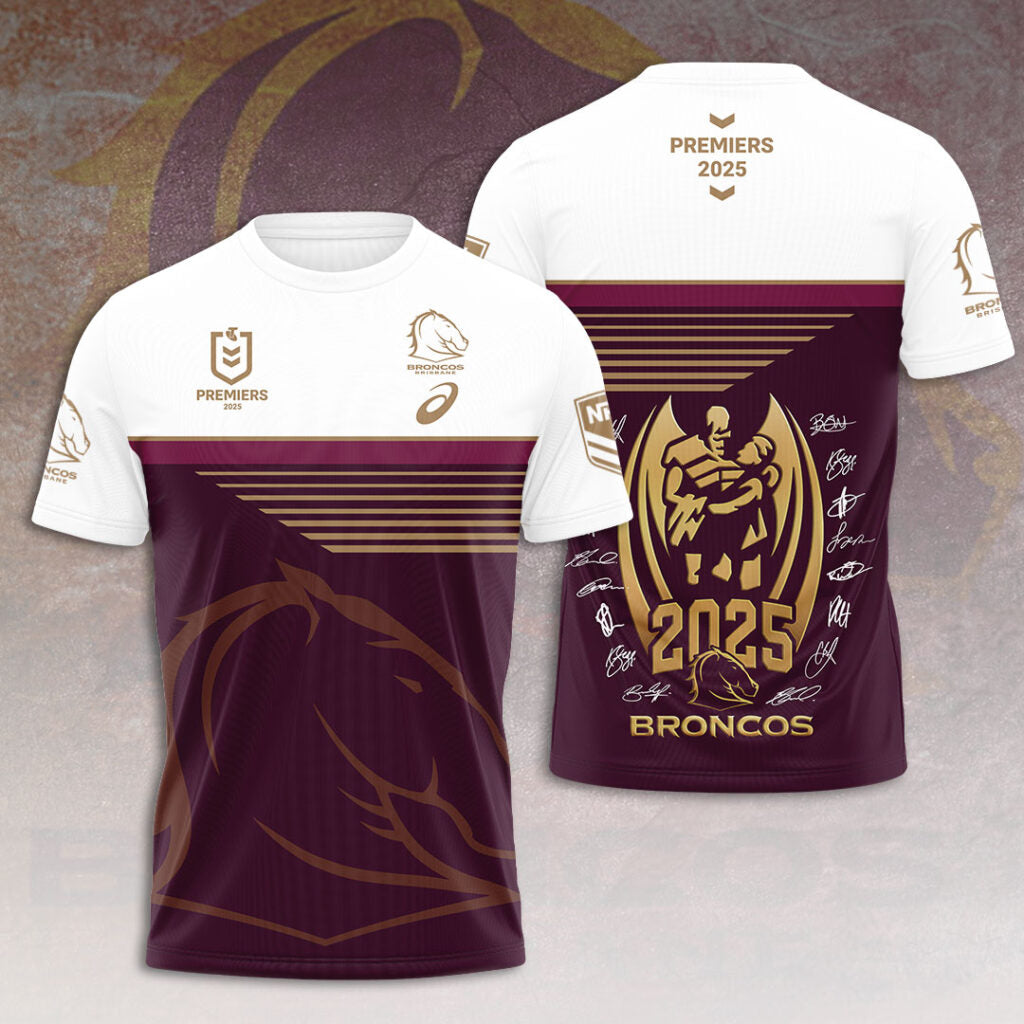Brisbane Broncos 2025 NRL Premiers 3D Apparel – HOATT13639