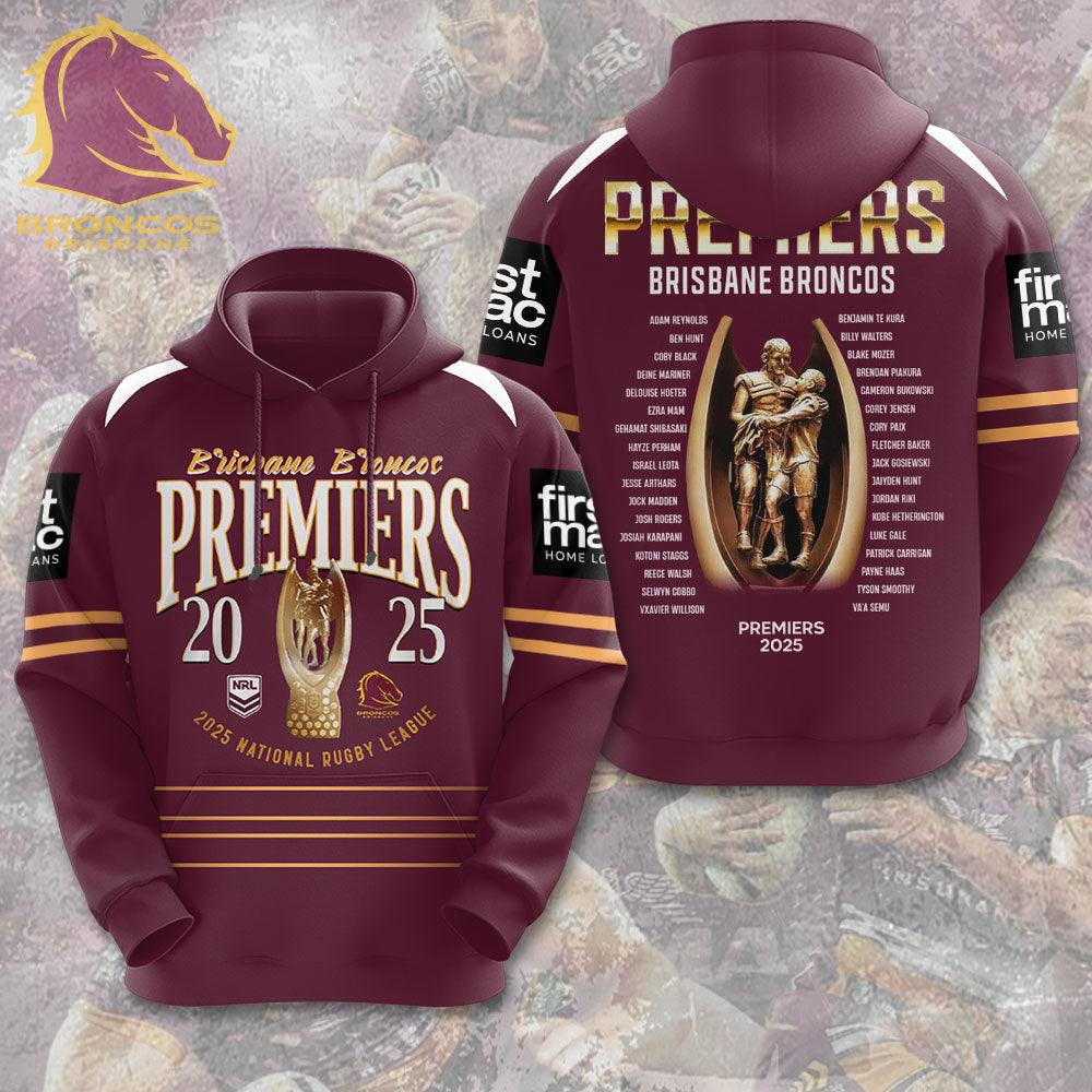 Brisbane Broncos 2025 Premiers 3D Apparel – MAITM13254