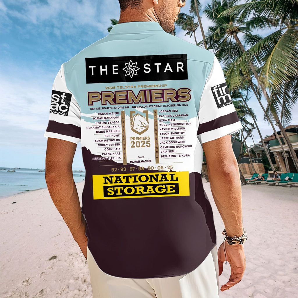 Brisbane Broncos 2025 Premiership Short Sleeve Button-Down Shirt – TANTN17706