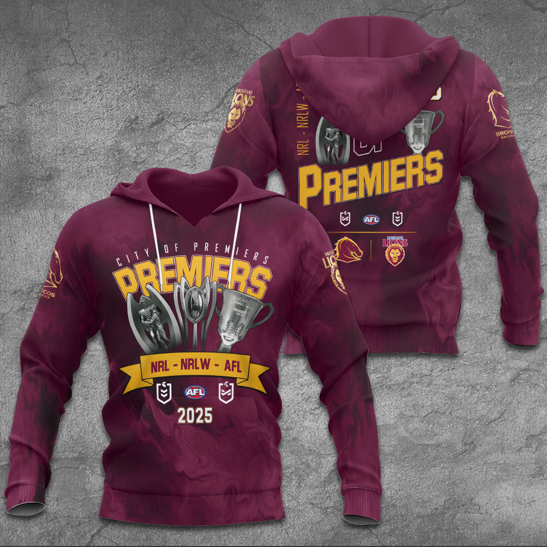 Brisbane Broncos x Brisbane Lions Premiers 2025 3D Apparel – TANTN17232