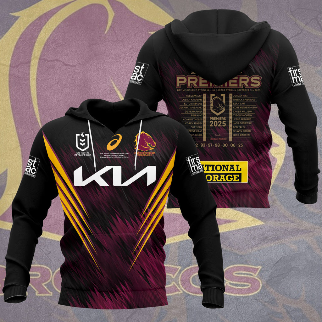 Brisbane Broncos 2025 NRL Premiers 3D Apparel – HOATT13699