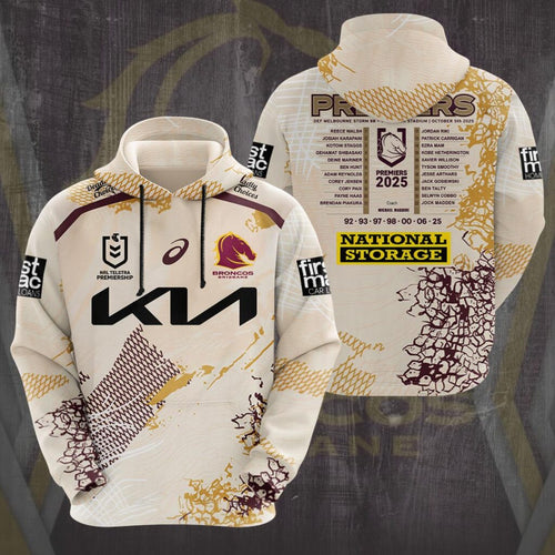 Brisbane Broncos 2025 NRL Premiers 3D Apparel – HOATT13624