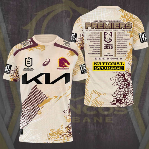 Brisbane Broncos 2025 NRL Premiers 3D Apparel – HOATT13624