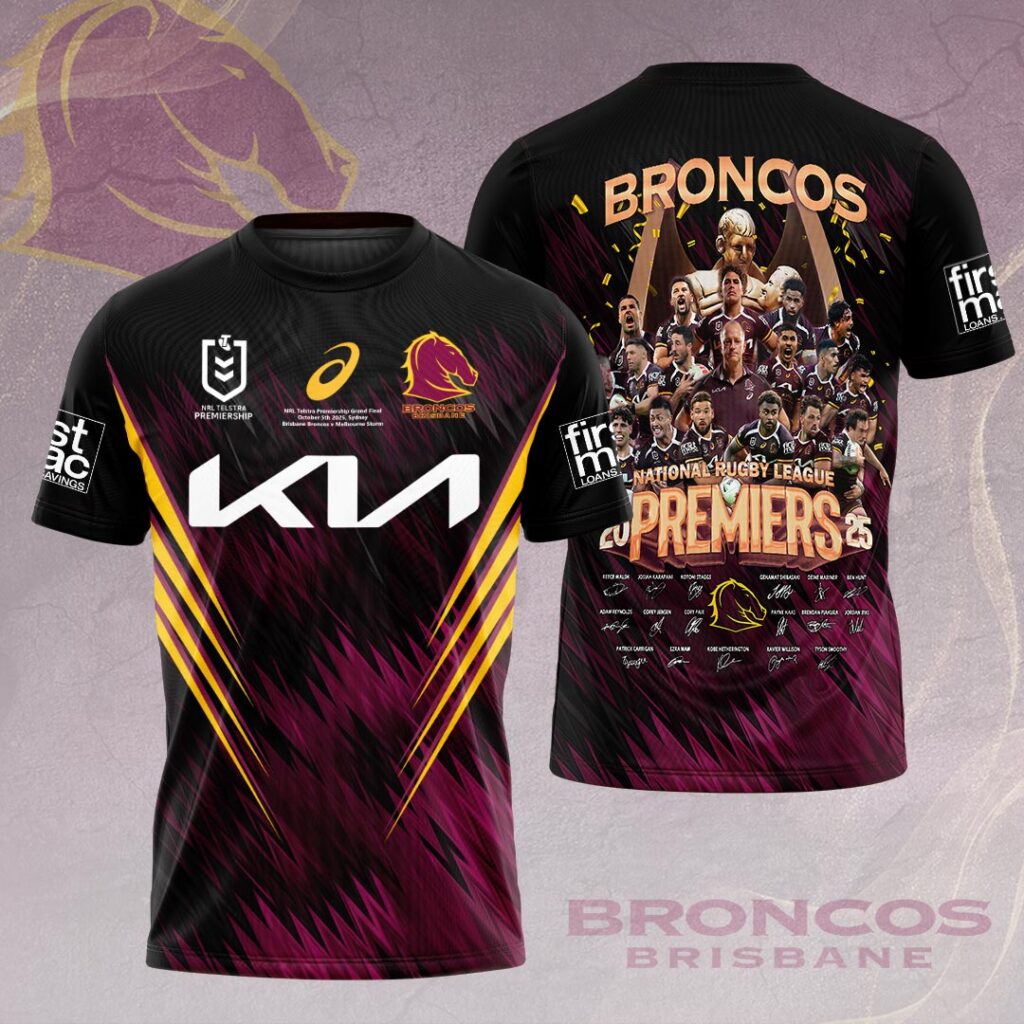 Brisbane Broncos 2025 NRL Premiers 3D Apparel – HOATT14359