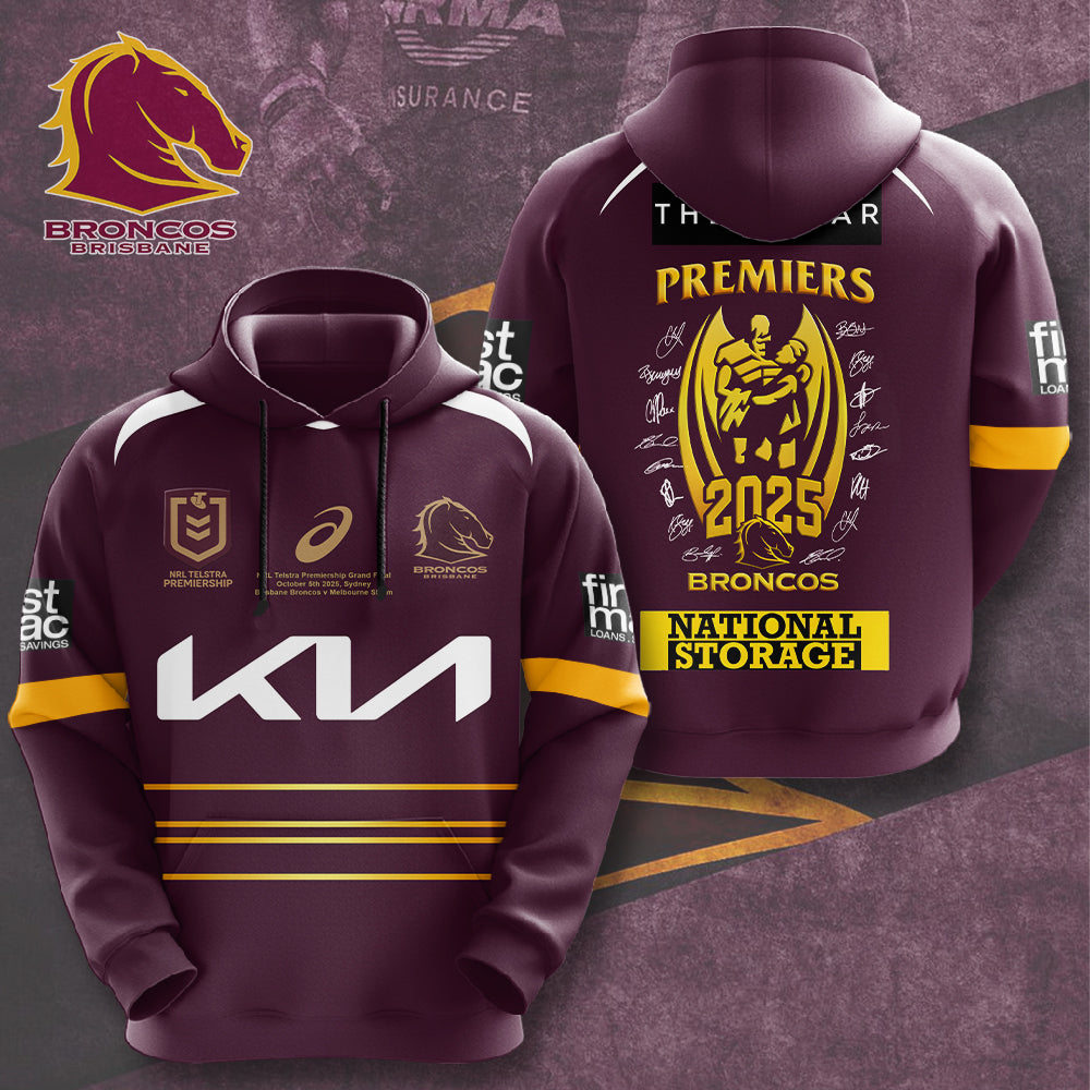 Brisbane Broncos 2025 NRL Premiers 3D Apparel – HOATT13739