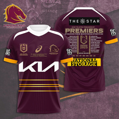 Brisbane Broncos 2025 NRL Premiers 3D Apparel – HOATT13702