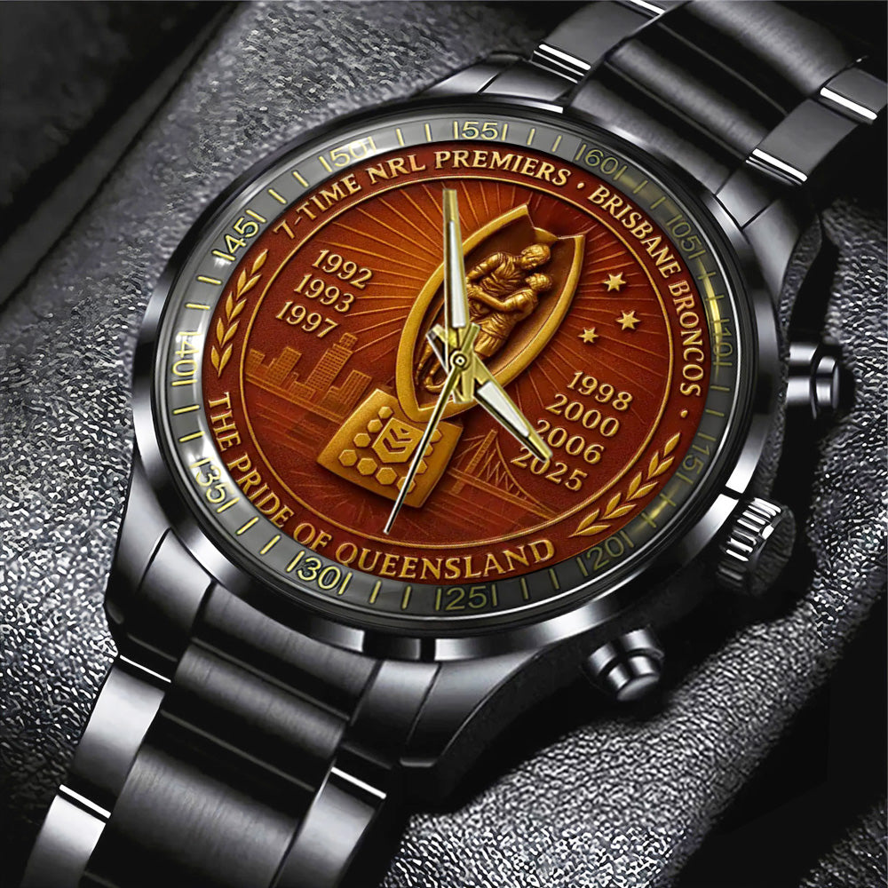 Brisbane Broncos 37th Anniversary 2025 Black Stainless Steel Watch - TANTN17810