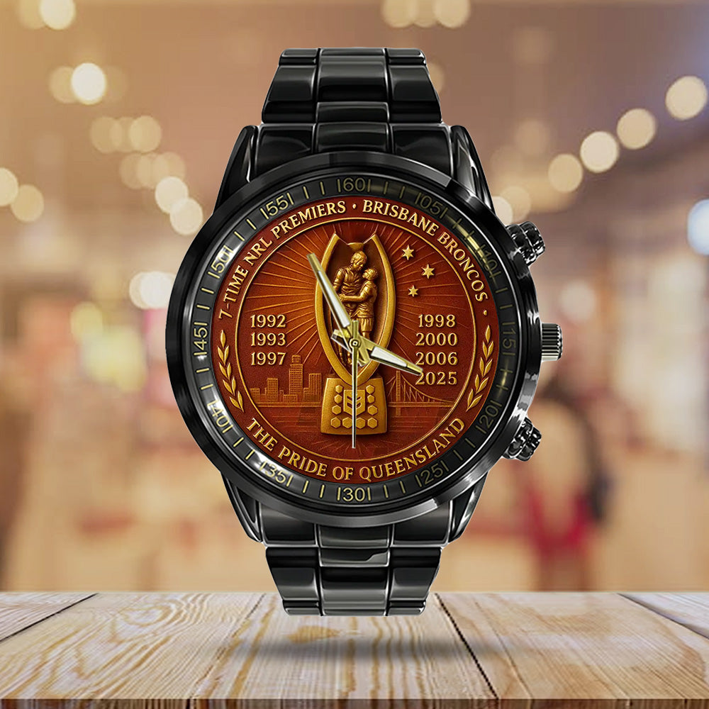 Brisbane Broncos 37th Anniversary 2025 Black Stainless Steel Watch - TANTN17810