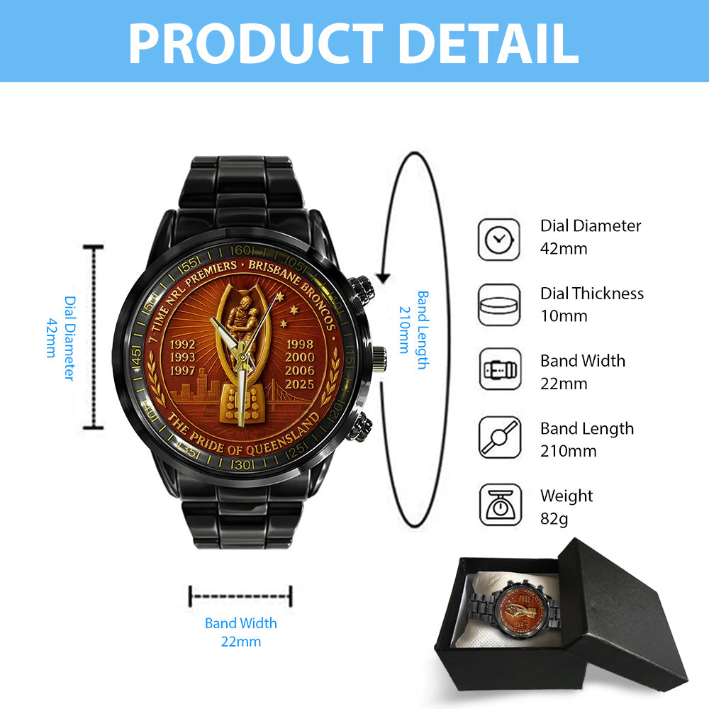 Brisbane Broncos 37th Anniversary 2025 Black Stainless Steel Watch - TANTN17810