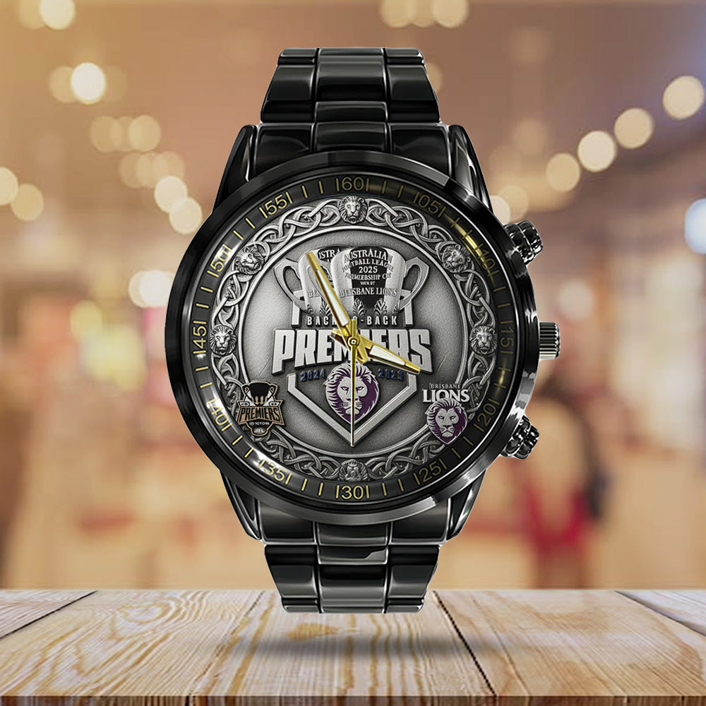 Brisbane Lions Premiers 2025 Black Stainless Steel Watch - TANTN17444