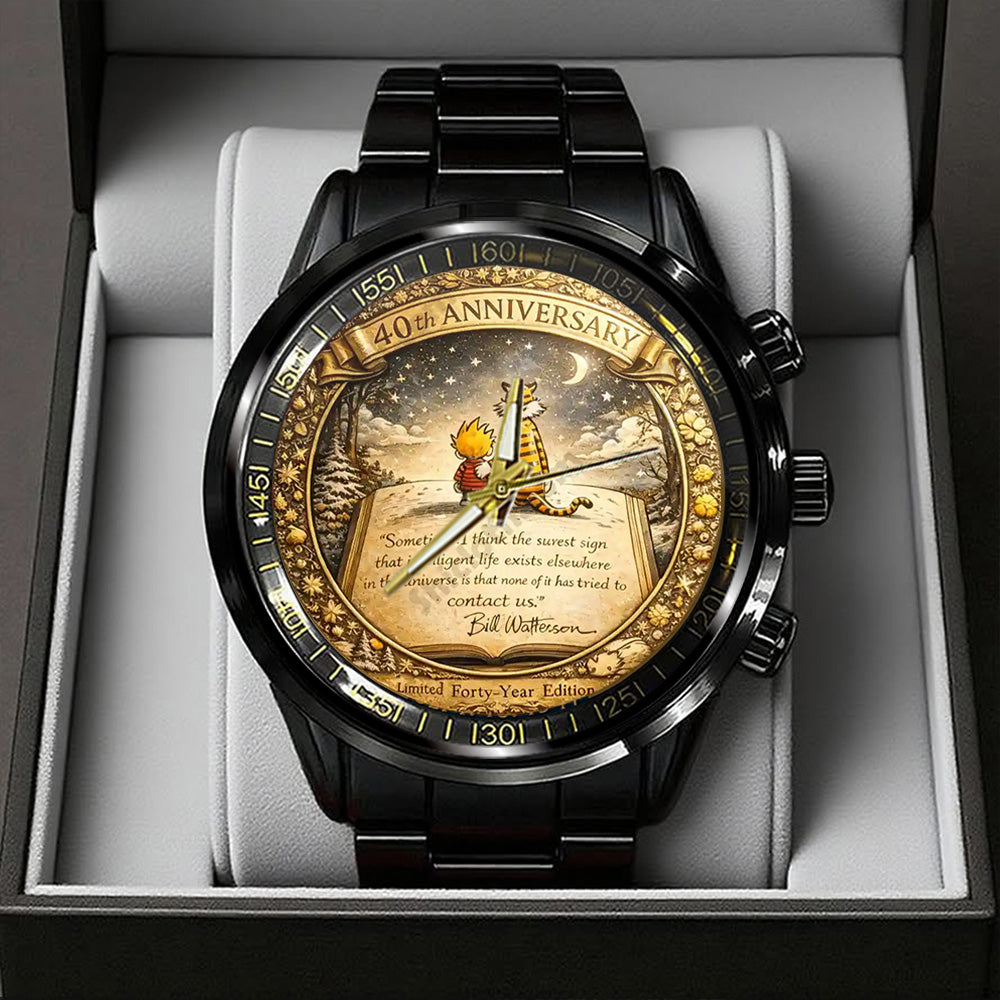 Calvin & Hobbes 40th Anniversary Black Stainless Steel Watch - TANTN20180