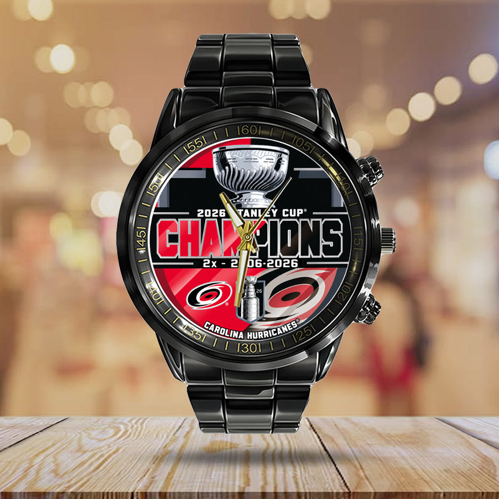 Carolina Hurricanes Black Stainless Steel Watch - GNE7091