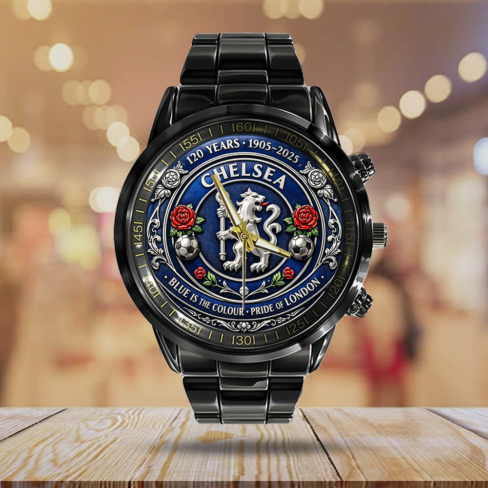 Chelsea FC 120th Anniversary Black Stainless Steel Watch - TANTN20238