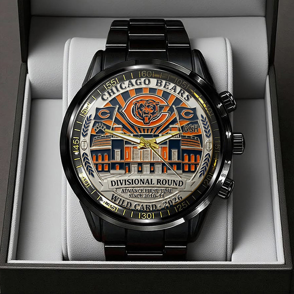 Chicago Bears Wild Card 2026 Black Stainless Steel Watch - TANTN20505