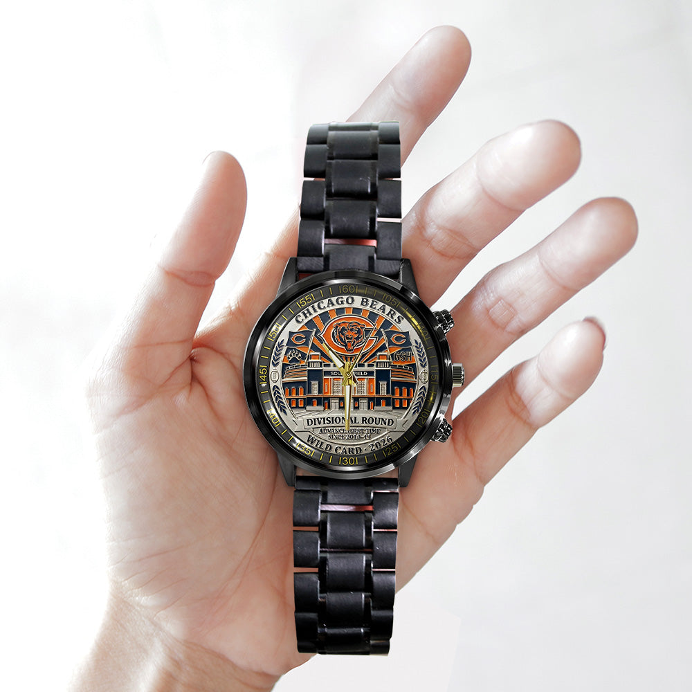 Chicago Bears Wild Card 2026 Black Stainless Steel Watch - TANTN20505