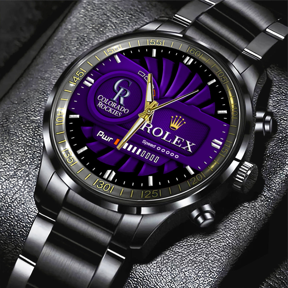 Colorado Rockies Black Stainless Steel Watch - MAITM13431