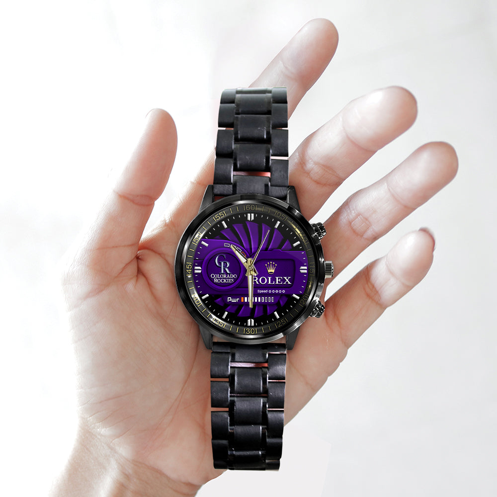 Colorado Rockies Black Stainless Steel Watch - MAITM13431