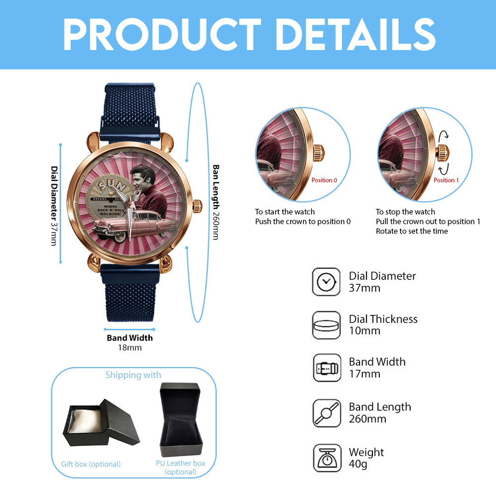 Elvis Presley Mesh Strap Quartz Watch - TMTHU8043