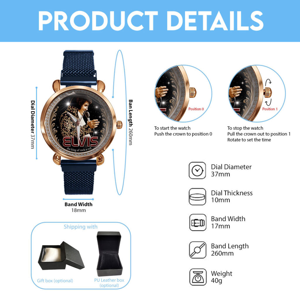 Elvis Presley Mesh Strap Quartz Watch - TMTHU8114