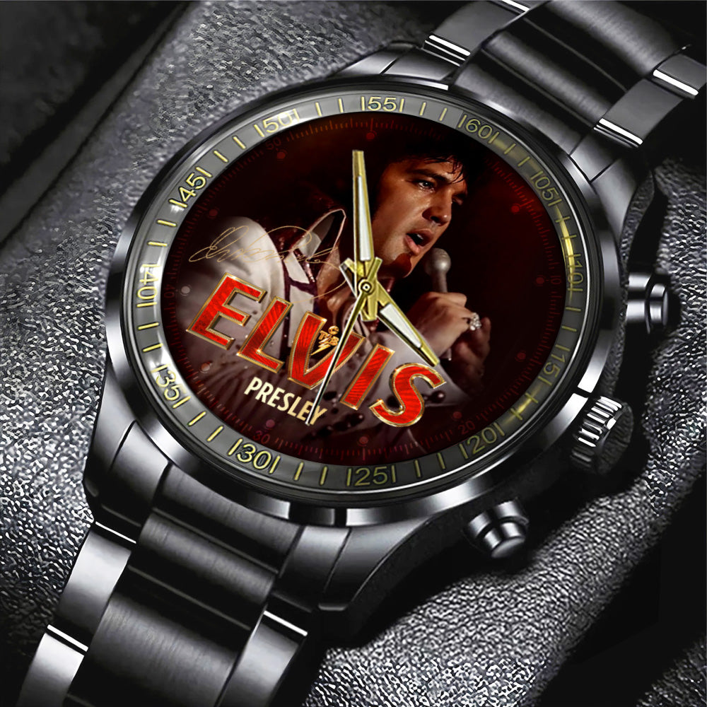 Elvis Presley Black Stainless Steel Watch - GNE5605