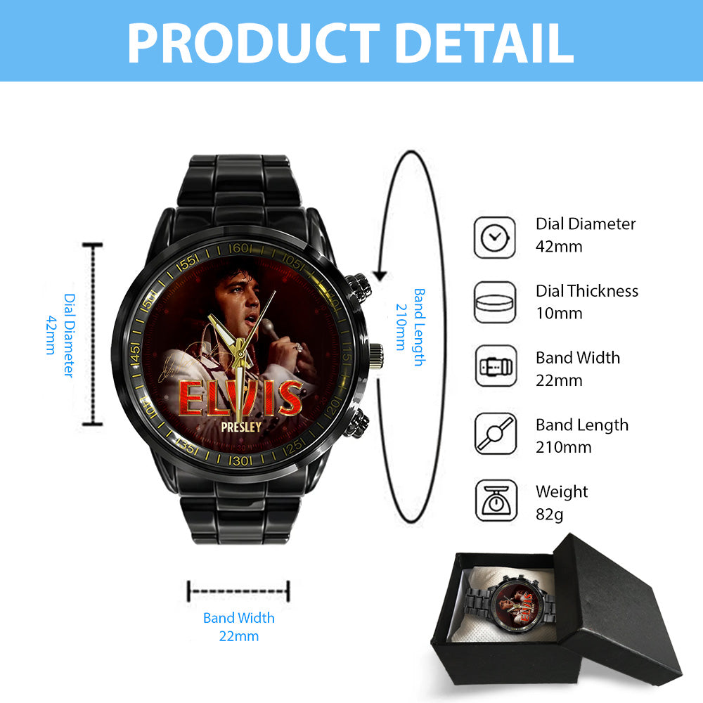 Elvis Presley Black Stainless Steel Watch - GNE5605