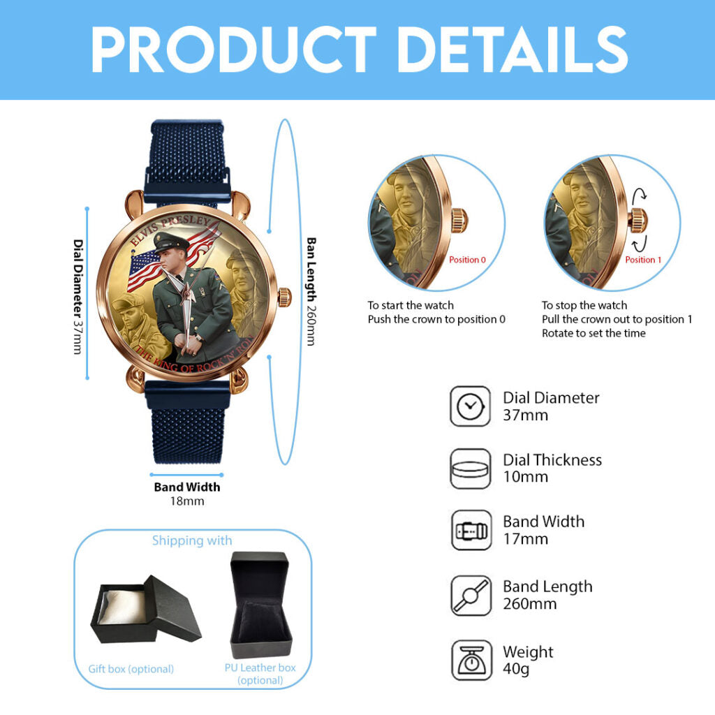 Elvis Presley Mesh Strap Quartz Watch - TMTHU3269