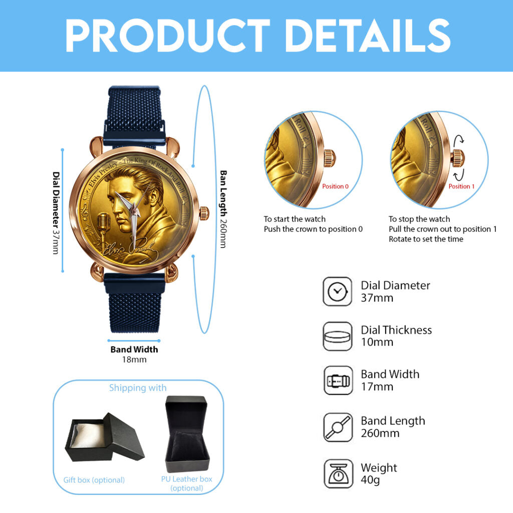 Elvis Presley Mesh Strap Quartz Watch - HOATT16494