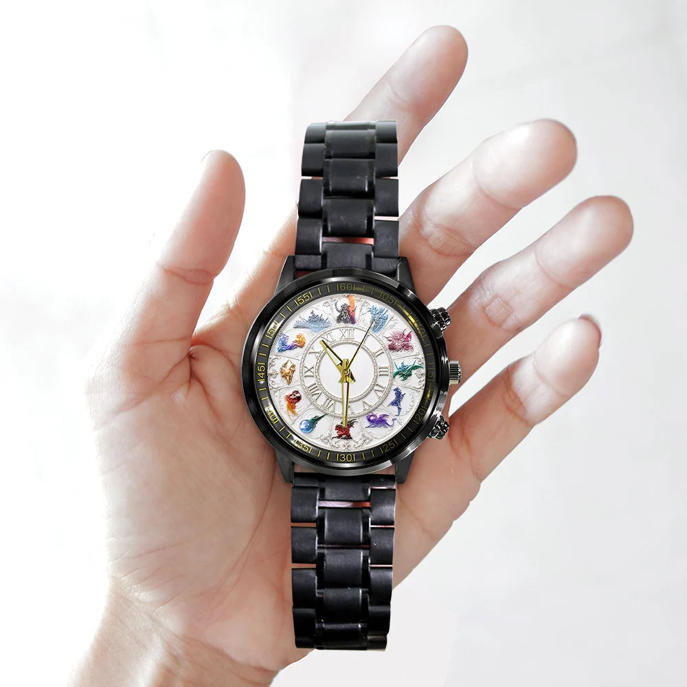 Final Fantasy Black Stainless Steel Watch - GNE8386