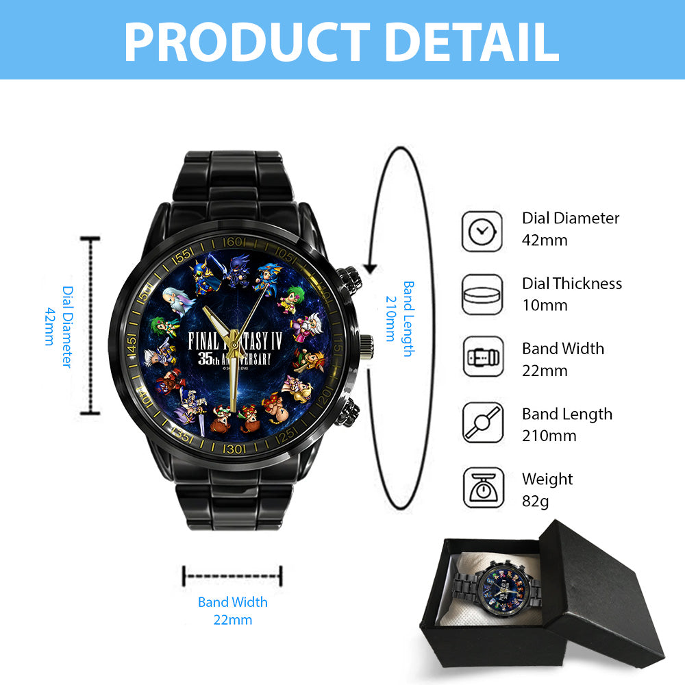 Final Fantasy IV 35th Anniversary Black Stainless Steel Watch - GNE7737