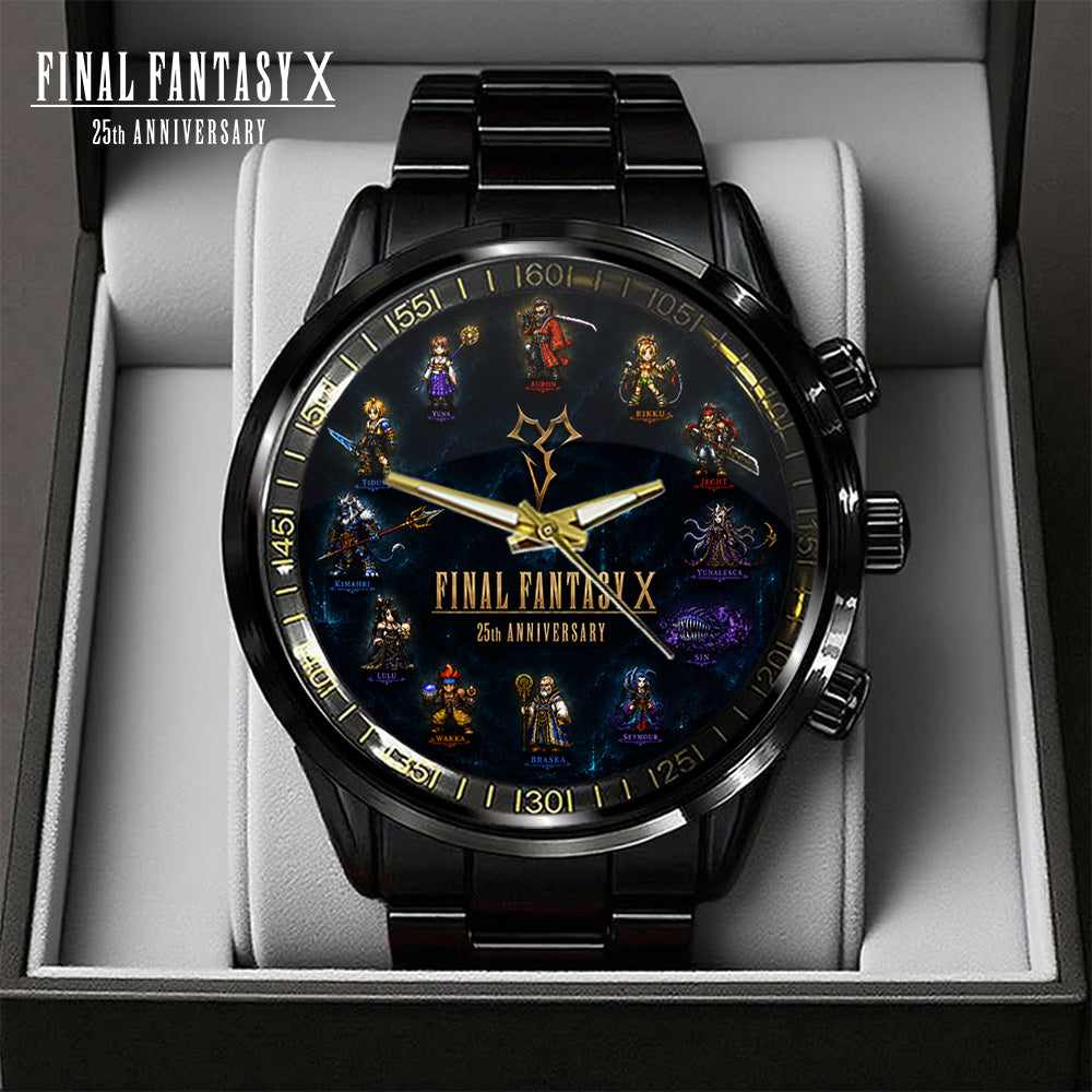 Final Fantasy X 25th Anniversary Black Stainless Steel Watch - GNE7852