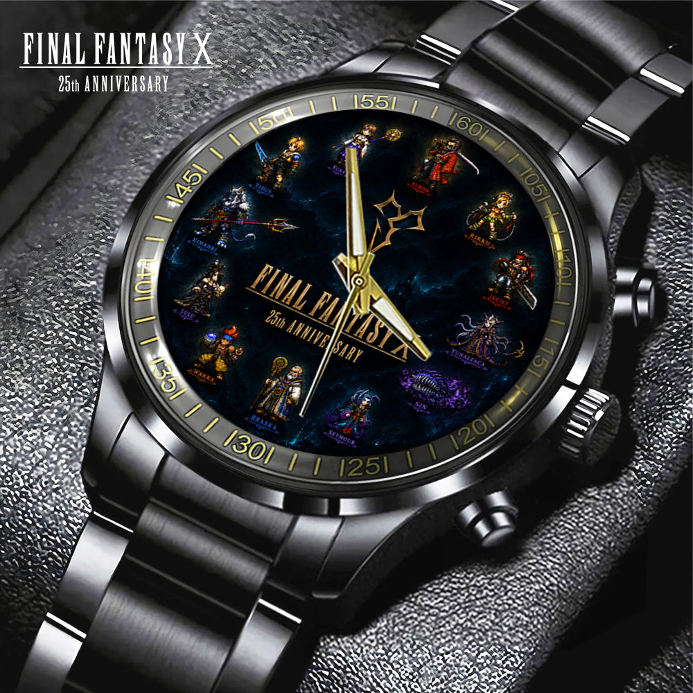 Final Fantasy X 25th Anniversary Black Stainless Steel Watch - GNE7852
