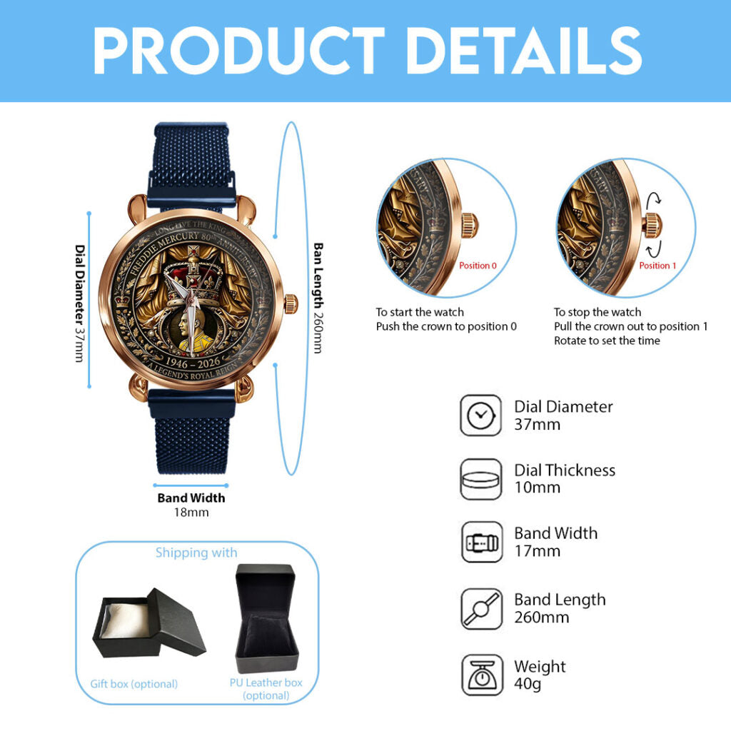Freddie Mercury 80th Anniversary Mesh Strap Quartz Watch - TMTHU5503