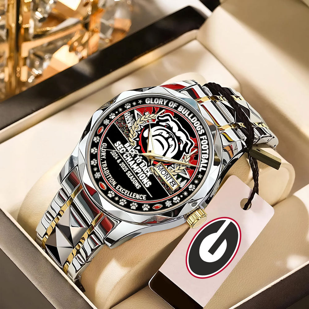 Georgia Bulldogs Football 2025 SEC Champions Alloy Luxury Quartz Watch - MAITM14010