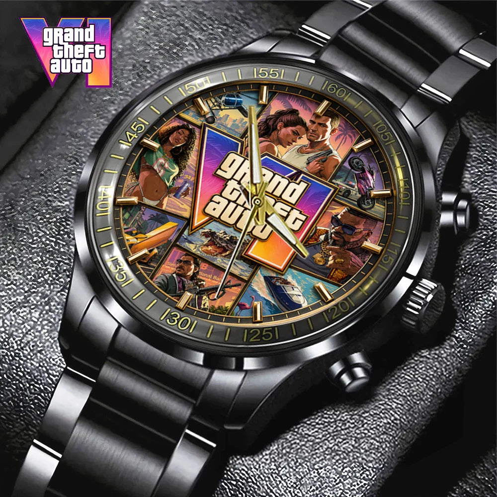 Grand Theft Auto VI Black Stainless Steel Watch - GNE8379